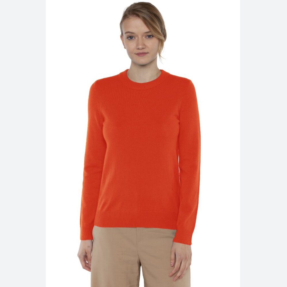 Jennie Liu Women Orange 100% Cashmere Crewneck Sweater Size M Saks Fifth Avenue